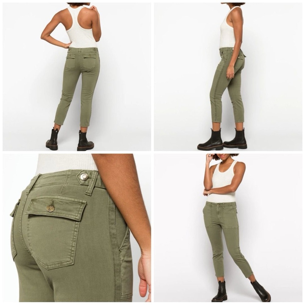 Pistola Mara High Rise Crop Pants Sage Olive Green | 31